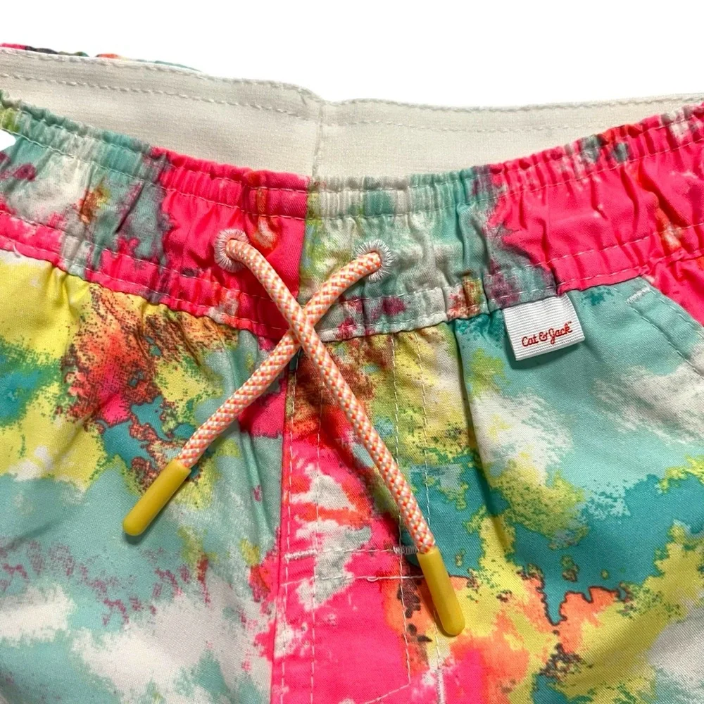 Cat & Jack XS (4/5) Colorful Splatter Paint Swim Trunks